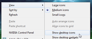 Show desktop icons in Windows 7