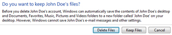 Delete Windows profile and keep or remove user files