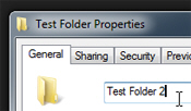 Rename a folder through its Properties in Windows 7