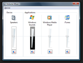 The volume mixer in Windows Vista