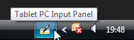 Display the tablet PC input panel in the taskbar