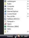 The desktop taskbar toolbar in Windows Vista