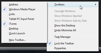 Adding toolbars to the taskbar in Windows Vista