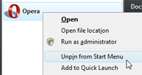 Unpin a program from the Start Menu in Windows Vista