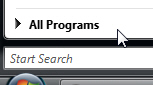 The 'All Programs' sub-menu on Windows Vista's Start Menu