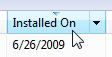 Installed On column header for Windows updates
