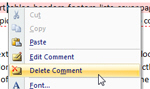 Delete comments in Microsoft Word 2007