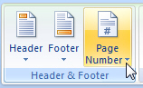 Page numbering command in the Ribbon