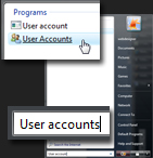 Load the user accounts control panel in Windows Vista