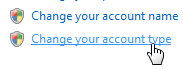 Switch account type in Windows Vista