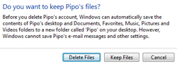 Keep files or remove files from the deleted user account